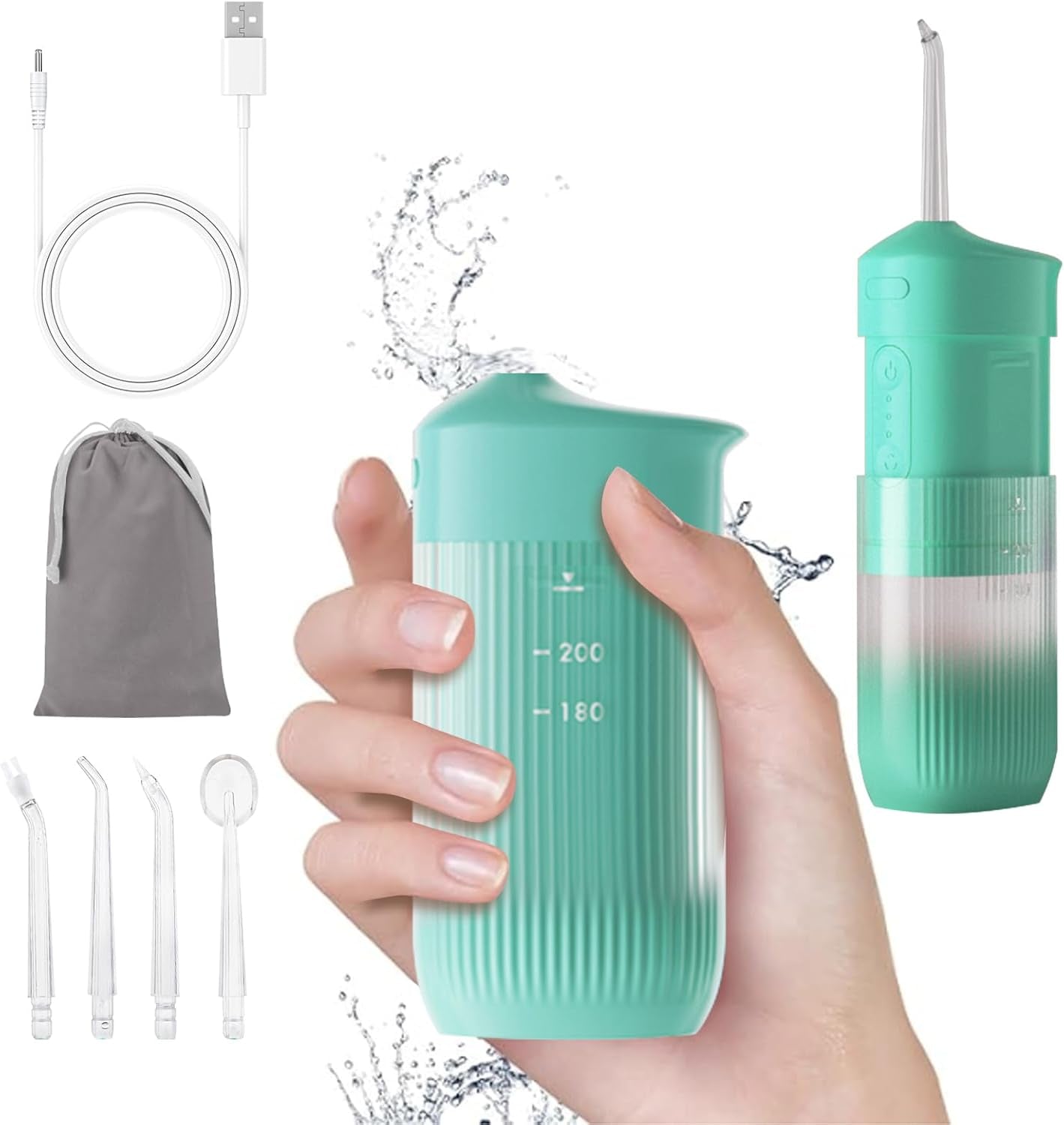 Compact Electric Portable Water Flosser - 4 Modes, 4 Jet Tips, Cordless Oral Irrigator for Kids & Adults - Perfect for Travel & Tonsil Stone Removal