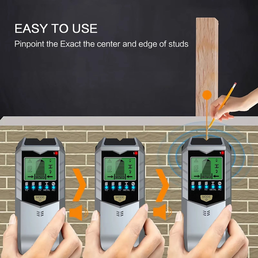 5-in-1 Handheld Metal Detector and Stud Finder - Versatile Current, Wire, Wood, and Post Scanner