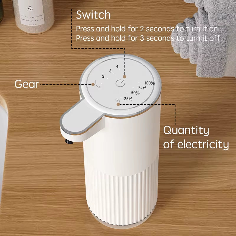 Automatic Foam Soap Dispenser - 360ML TYPE-C, White, 4 Level Adjustable for Bathroom Hygiene