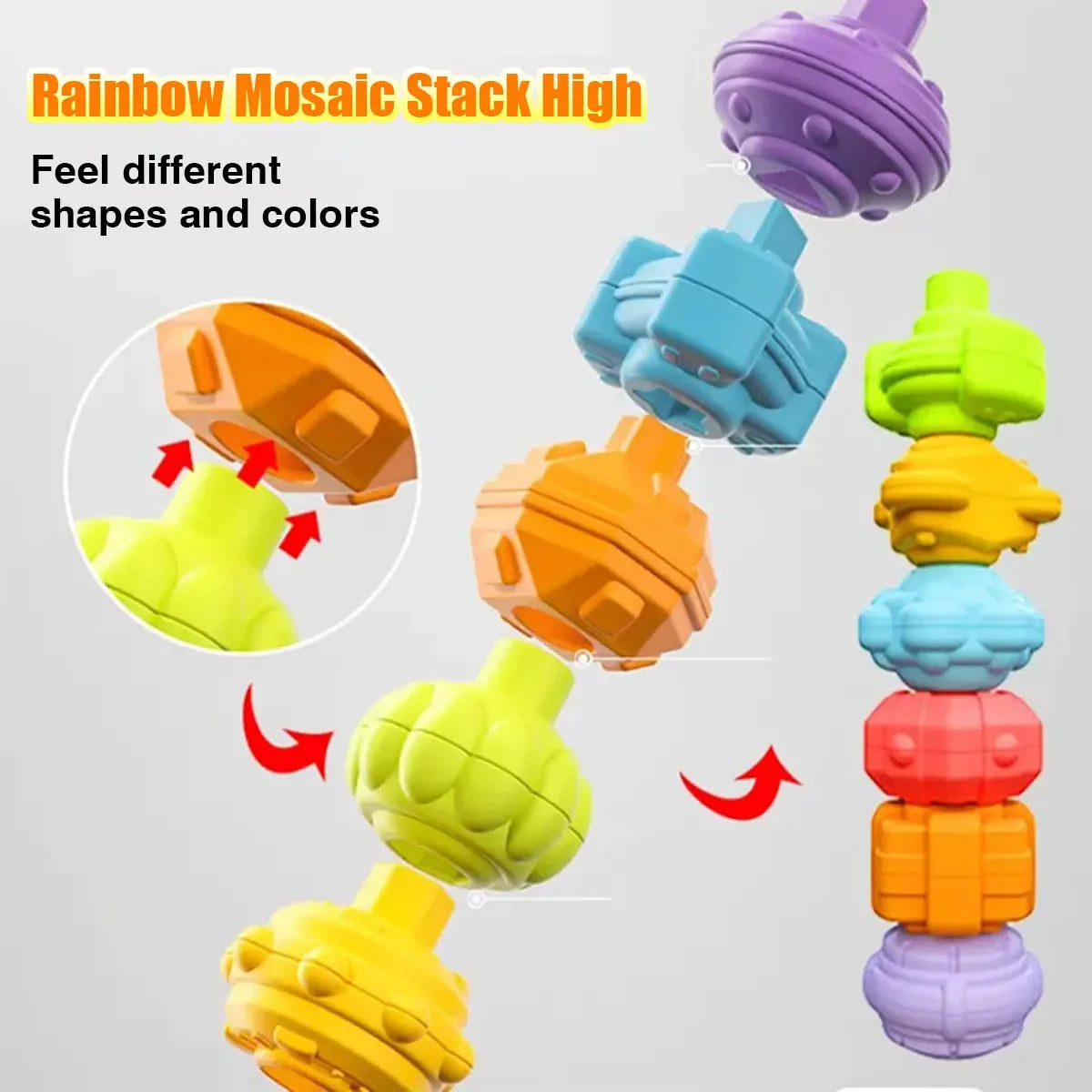 Engaging Montessori Stack & Pull Blocks for Sensory Development - Ideal Educational Toys for Babies 0-12 Months