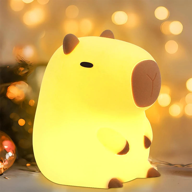 Adorable Capybara USB Rechargeable Night Light - Perfect Touch Bedside Lamp for Kids!