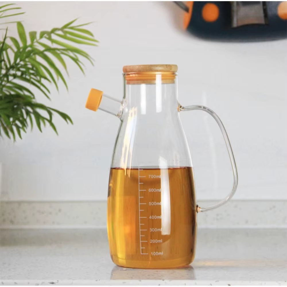 34OZ Leak-Proof Glass Oil Bottle with Graduation - Perfect for Olive Oil, Condiments, and Outdoor Cooking!