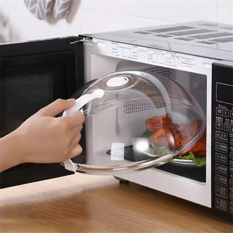 Microwave Splash-Proof Transparent Cover with Handle - Perfect for Oven Heating and Cooking!