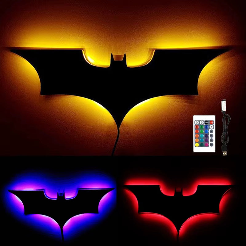 Enchanting 3D RGB Bat Wall Lamp - Remote-Controlled LED Decor for Bedroom, Living Room, and More!
