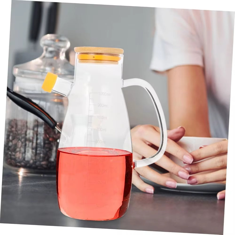 34OZ Leak-Proof Glass Oil Bottle with Graduation - Perfect for Olive Oil, Condiments, and Outdoor Cooking!