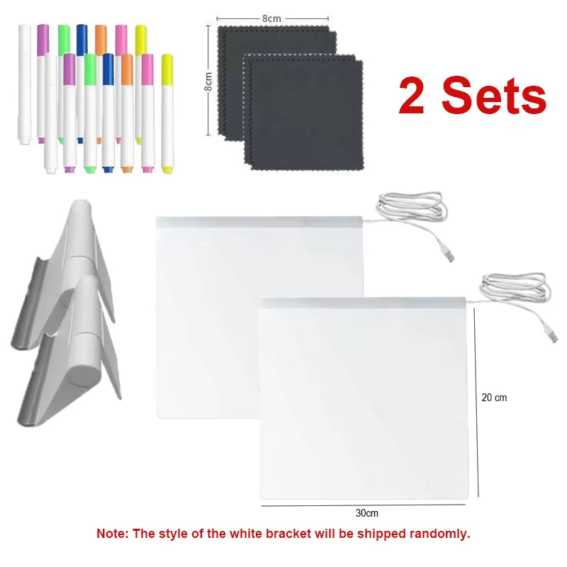 Glow & Write Acrylic Message Board - Rewritable DIY Drawing Lamp with 7 Colorful Pens for Kids