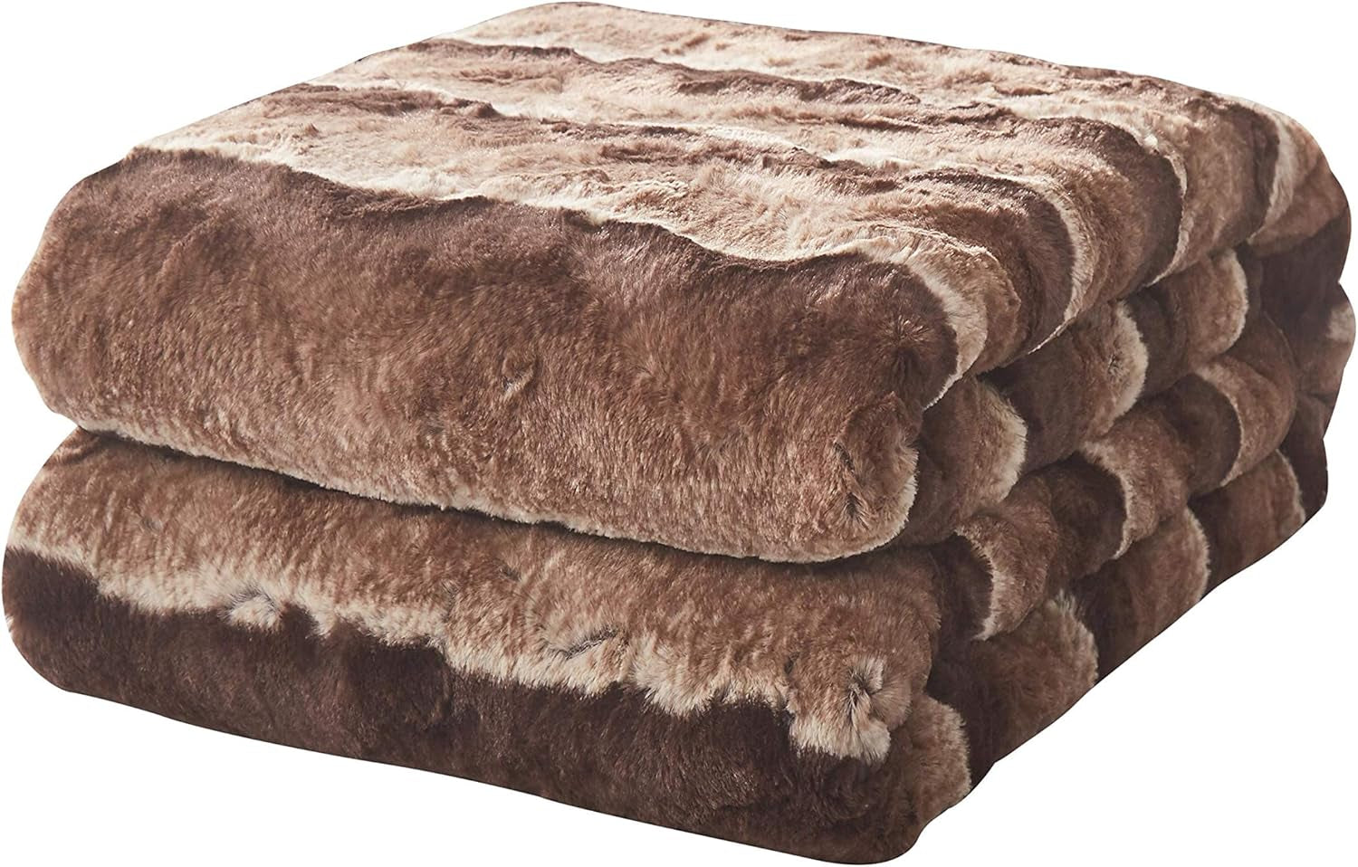 Luxuriously Soft Tache Chocolate Brown Striped Faux Fur Throw Blanket - 50x60 - Perfect for Cozy Warmth