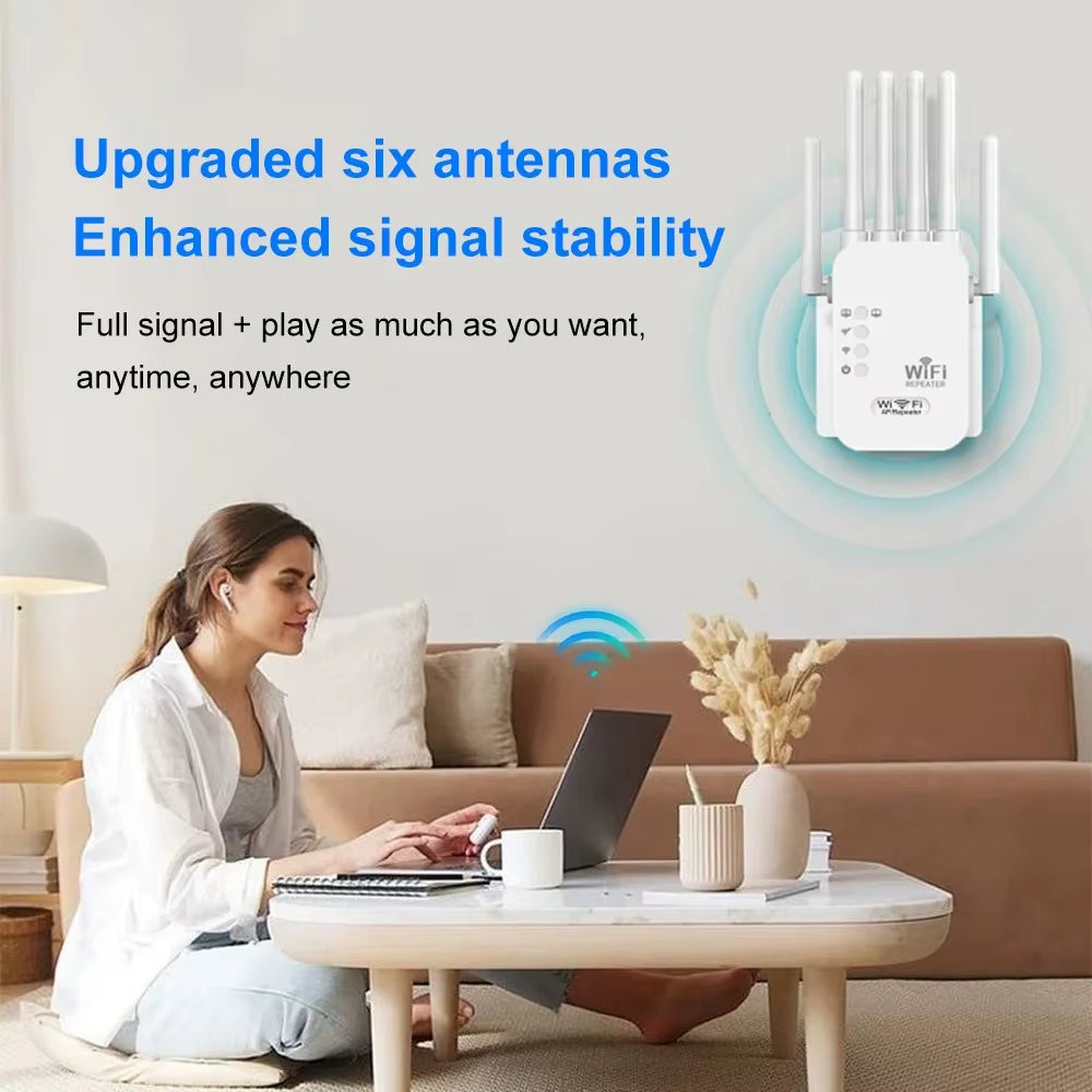 1200Mbps Dual-Band WiFi Repeater & Signal Booster - Amplify Your Internet with 2.4G & 5G Network!
