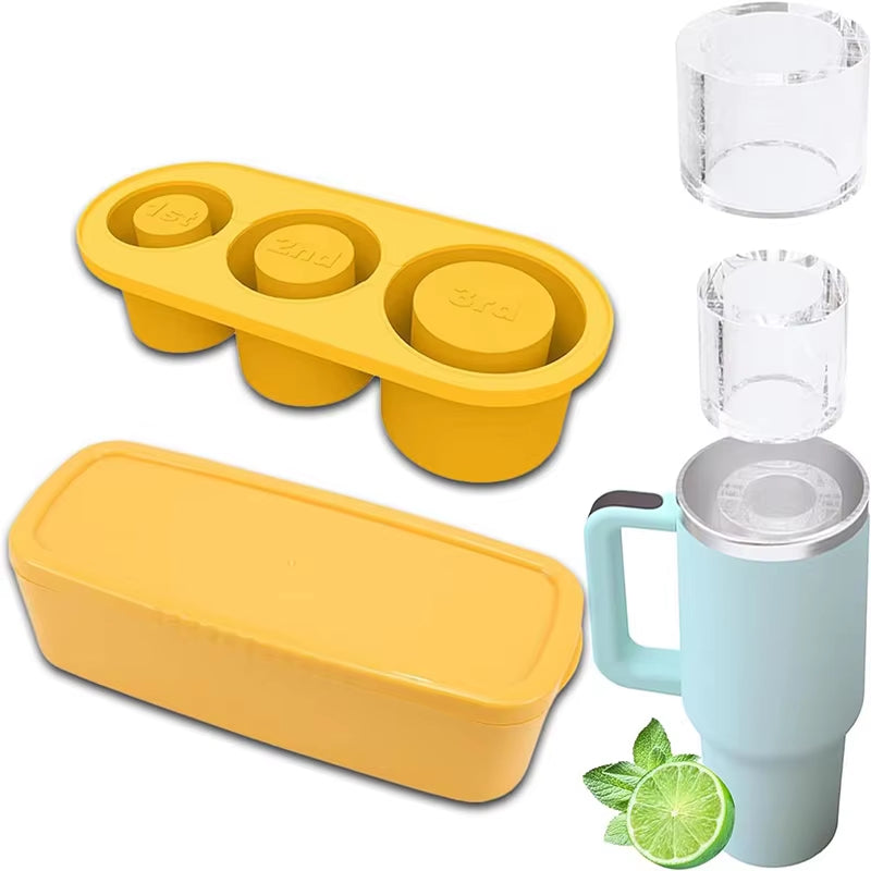 Versatile Silicone Ice Cube Molds with Lid for 30/40 Oz Tumbler Cups - Effortless Ice Maker & Easy Release Tray