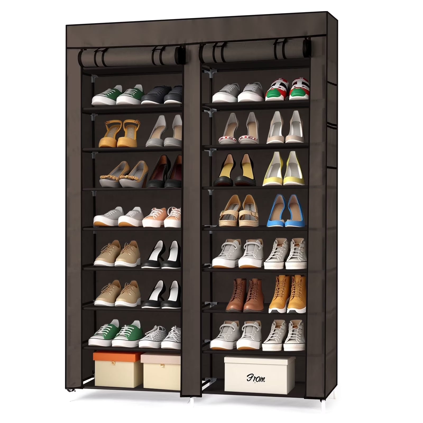 10 Tiers Shoe Rack with Dustproof Cover Closet Shoe Storage Cabinet Organizer