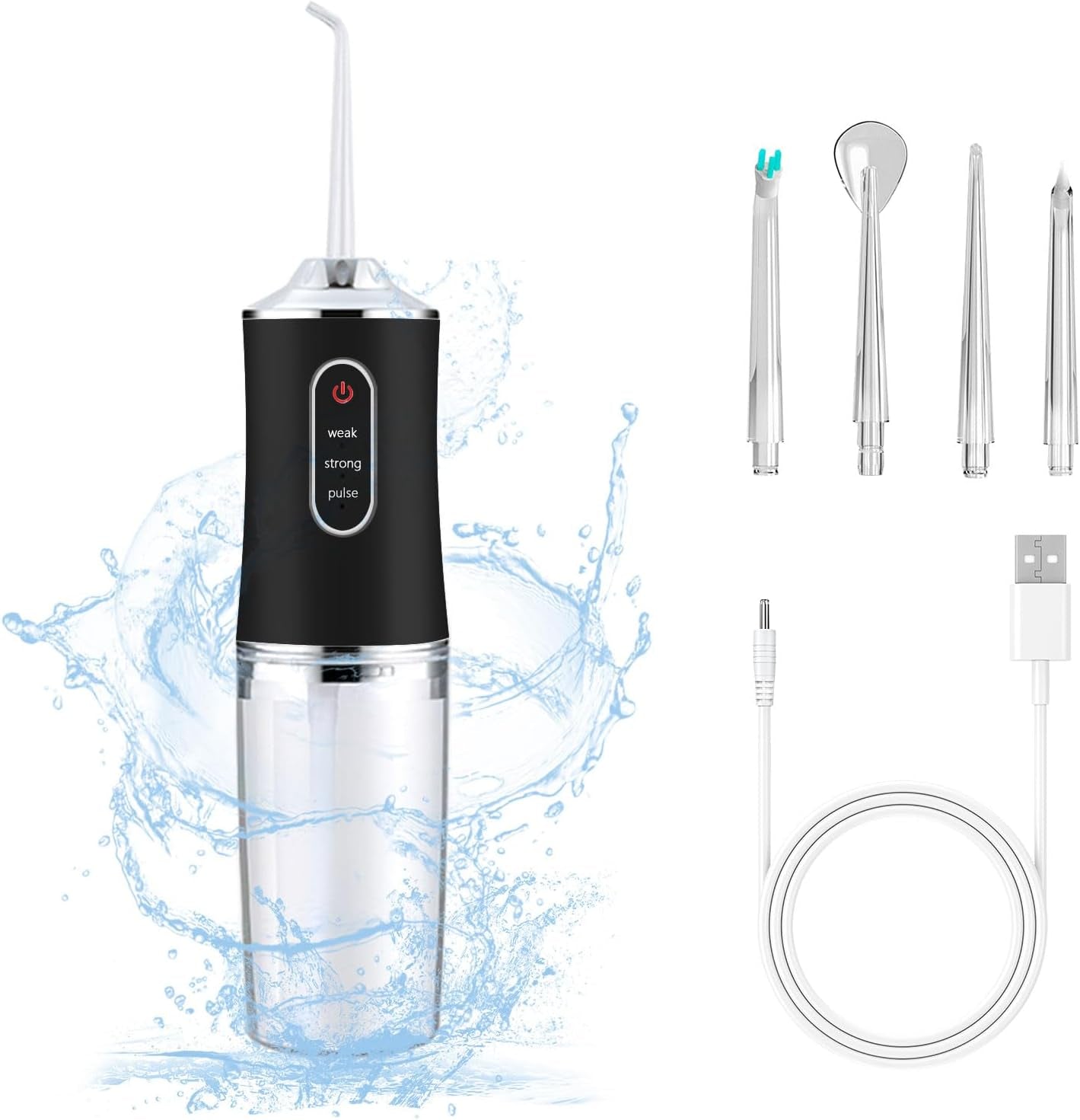 Compact Electric Portable Water Flosser - 4 Modes, 4 Jet Tips, Cordless Oral Irrigator for Kids & Adults - Perfect for Travel & Tonsil Stone Removal