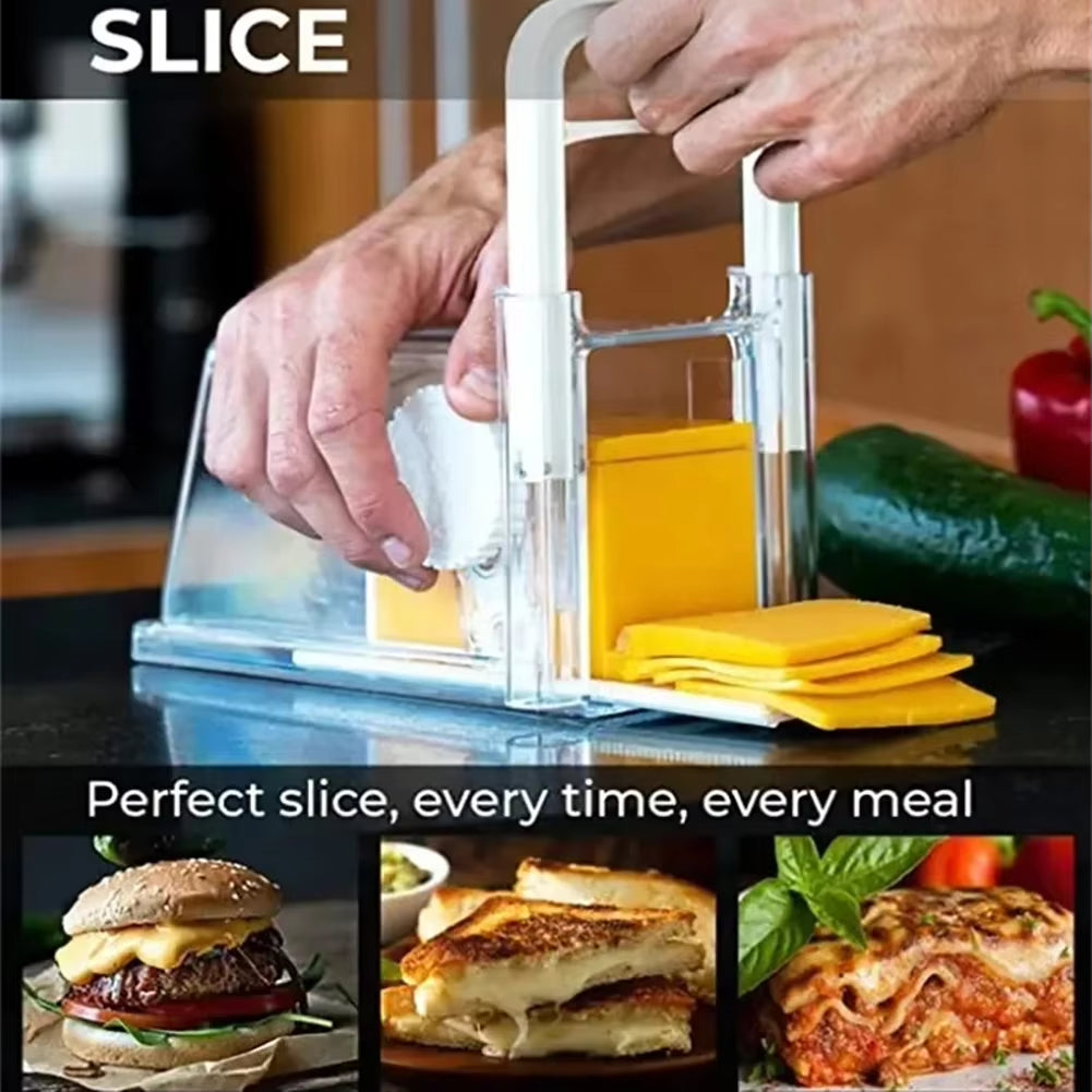 Premium Cheese Storage Container with 3-in-1 Metal Blade Slicer - Keep Your Cheese Fresh in Style!