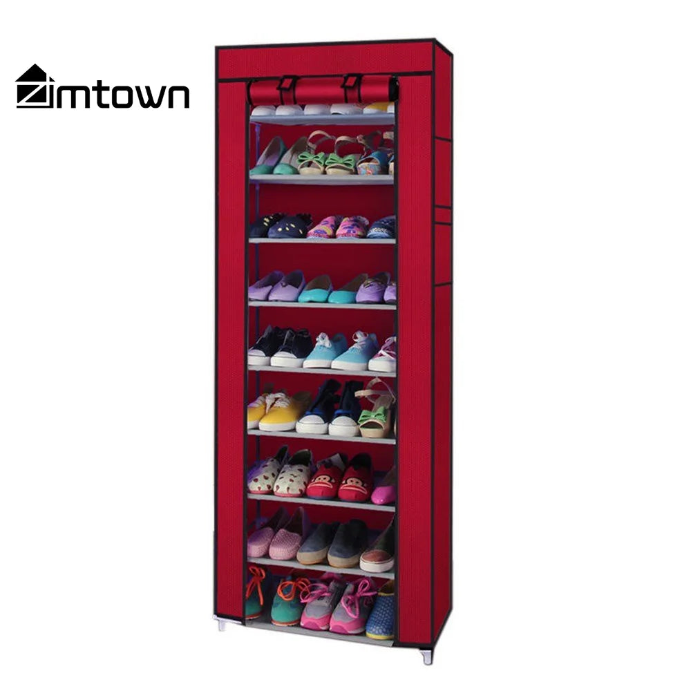 10 Tiers Shoe Rack with Dustproof Cover Closet Shoe Storage Cabinet Organizer