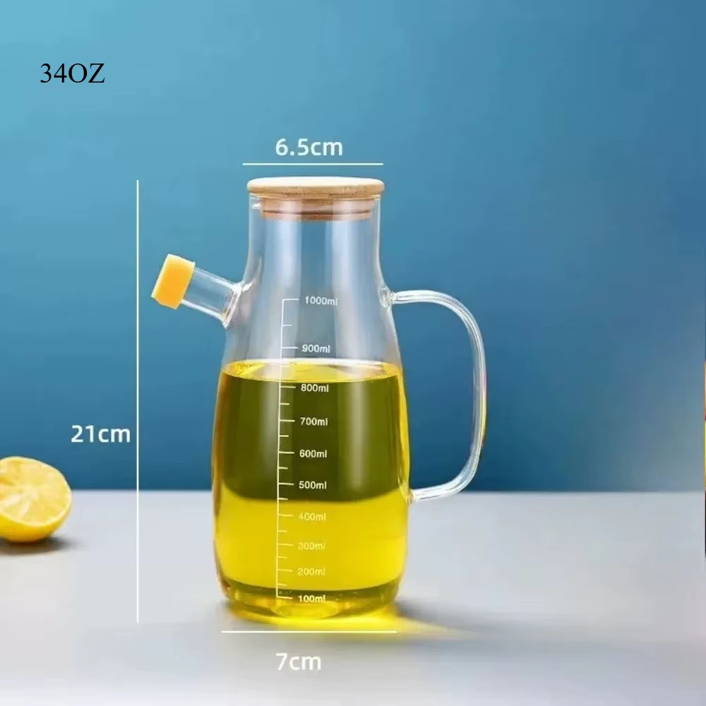 34OZ Leak-Proof Glass Oil Bottle with Graduation - Perfect for Olive Oil, Condiments, and Outdoor Cooking!