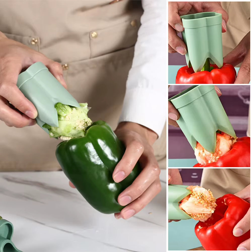 2-in-1 Portable Fruit and Vegetable Corer - Effortless Seed Removal Tool for Your Kitchen!