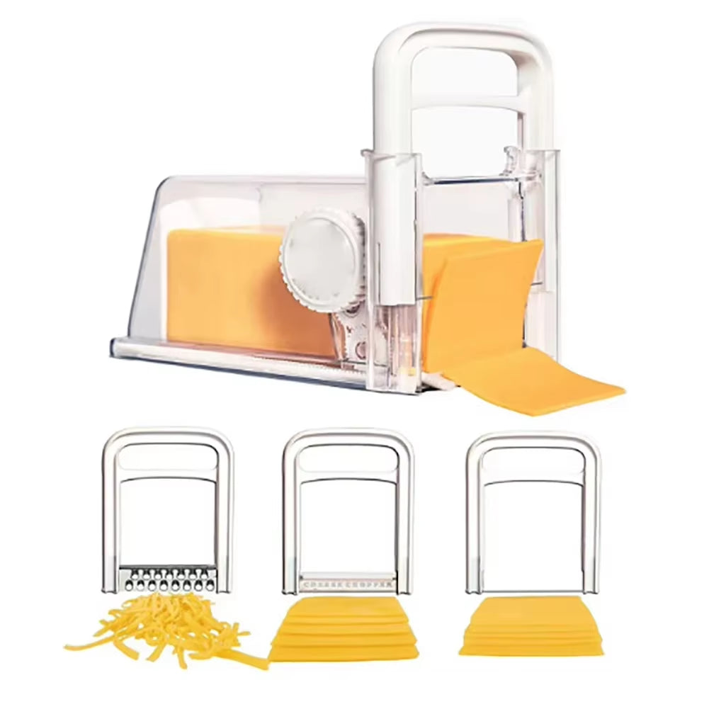 Premium Cheese Storage Container with 3-in-1 Metal Blade Slicer - Keep Your Cheese Fresh in Style!