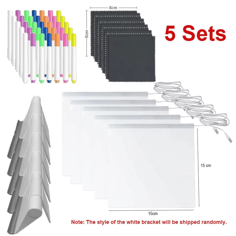 Glow & Write Acrylic Message Board - Rewritable DIY Drawing Lamp with 7 Colorful Pens for Kids