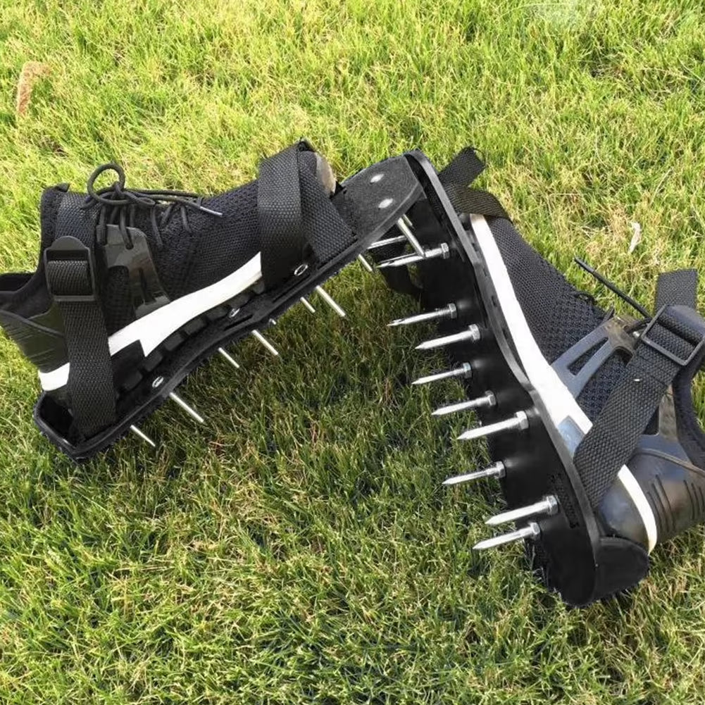 Transform Your Lawn with Adjustable Lawn Aerator Shoes - Anti-Slip Spiked Sandals for Effortless Soil Aeration!