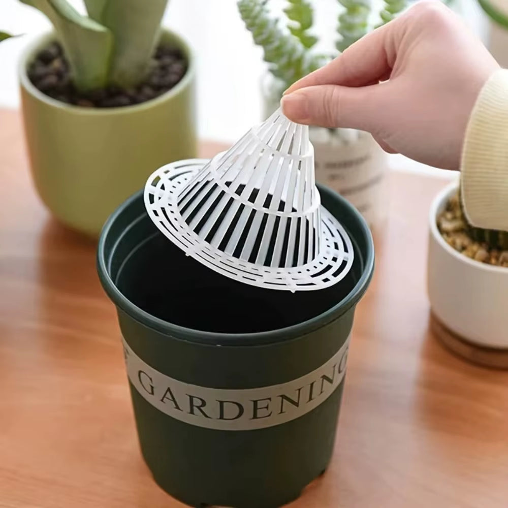 10-Pack Leakproof Flower Pot Mesh Mats - Prevent Soil Loss with Breathable Conical Grids