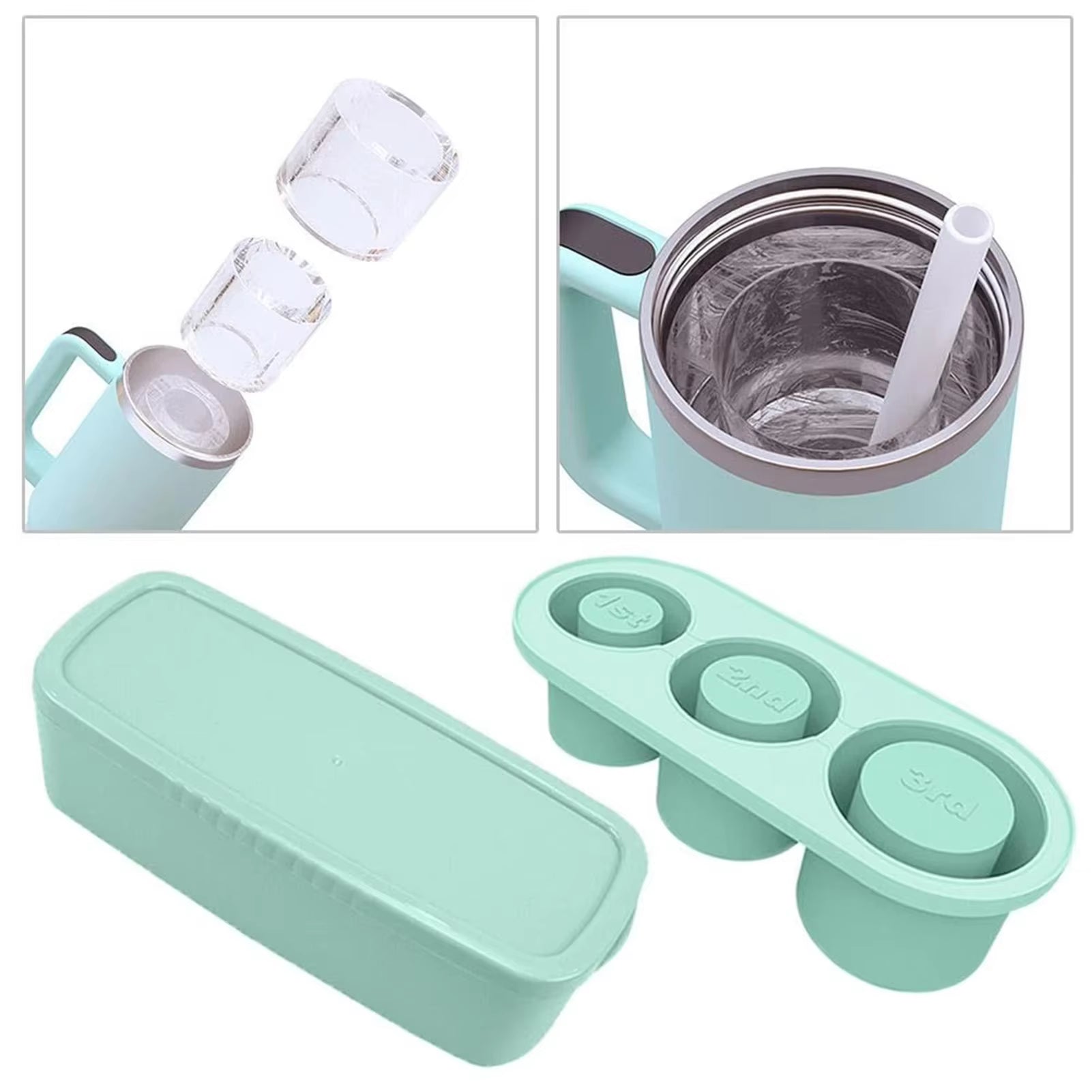 Versatile Silicone Ice Cube Molds with Lid for 30/40 Oz Tumbler Cups - Effortless Ice Maker & Easy Release Tray
