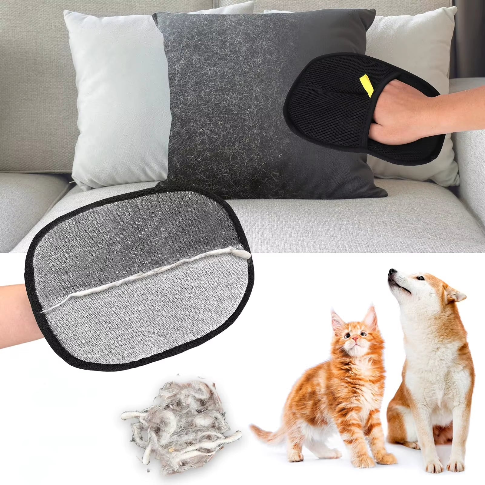 Double-Sided Pet Grooming Gloves - Perfect for Cats and Dogs, Ideal for Bathing and Grooming!
