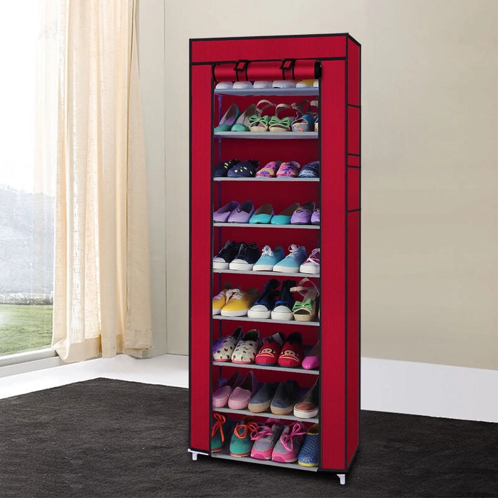 10 Tiers Shoe Rack with Dustproof Cover Closet Shoe Storage Cabinet Organizer