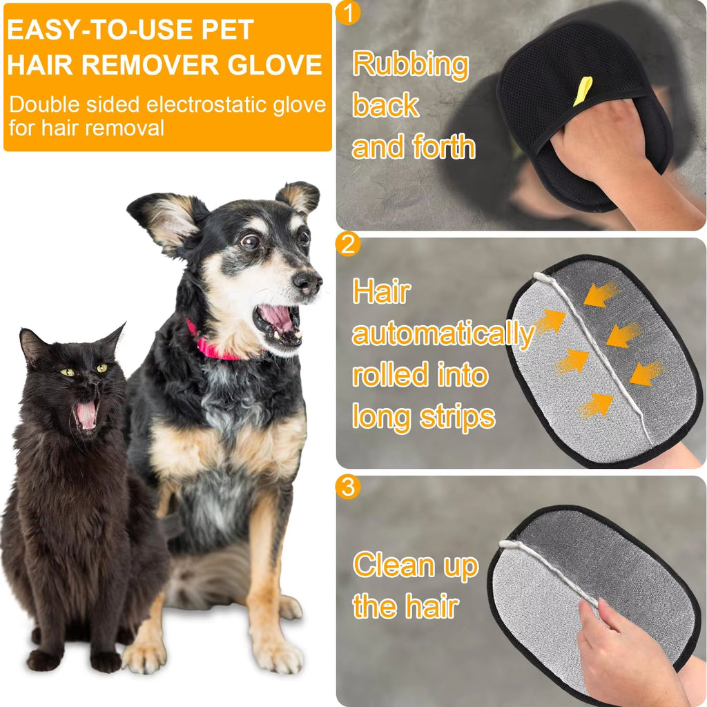 Double-Sided Pet Grooming Gloves - Perfect for Cats and Dogs, Ideal for Bathing and Grooming!