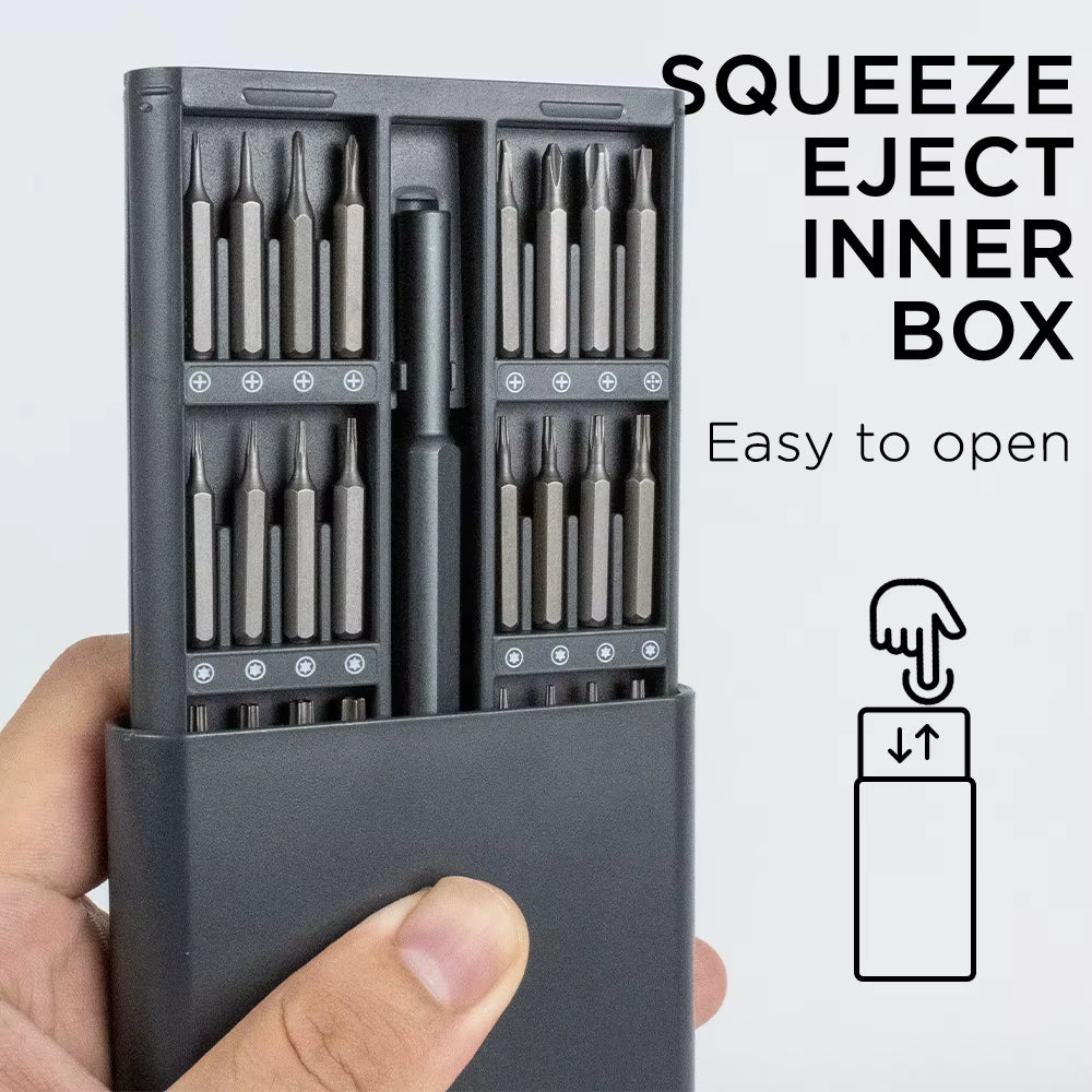 25-in-1 Magnetic Precision Screwdriver Set - Ultimate Mini Tool Kit for Mobile Phone & PC Repair with Torx & Hex Bits