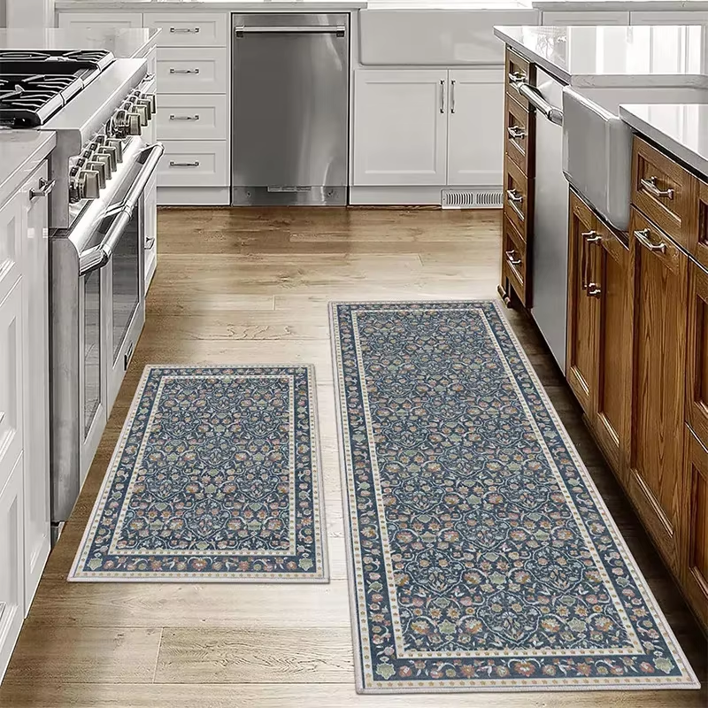 Bohemian Memory Foam Anti-Slip Floor Mats – Washable Kitchen & Bathroom Rugs for Hallways and Aisles (1 or 2 Piece Set)