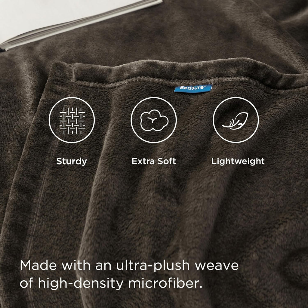 Gentlesoft Brown Fleece Throw Blanket - Ultra-Soft 300GSM Cozy Plush for Couch, Sofa, Bed - Lightweight 50x60 Inches Perfect for Toddlers