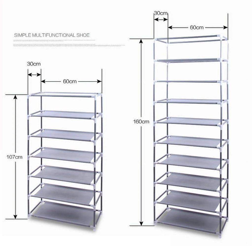 10 Tiers Shoe Rack with Dustproof Cover Closet Shoe Storage Cabinet Organizer