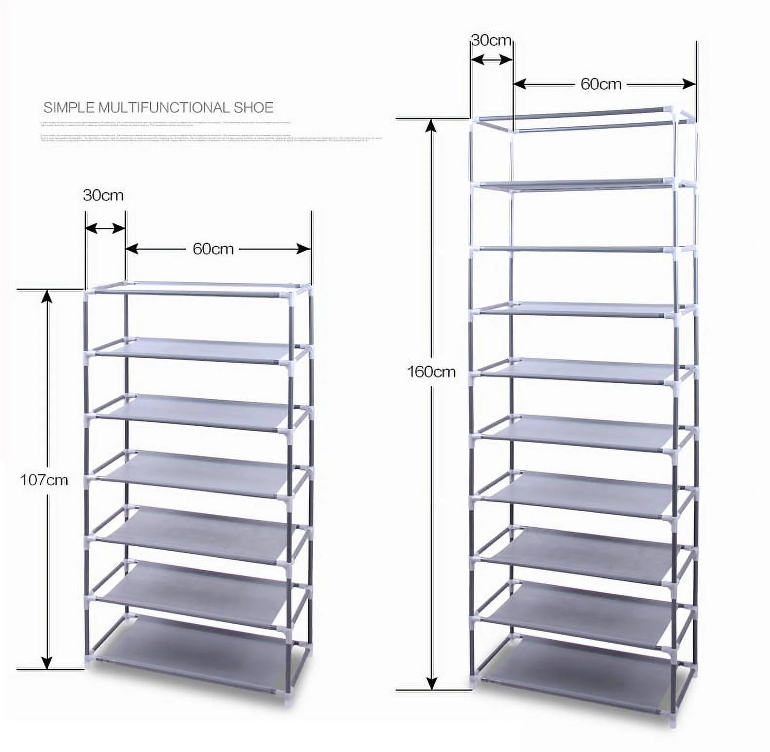 10 Tiers Shoe Rack with Dustproof Cover Closet Shoe Storage Cabinet Organizer