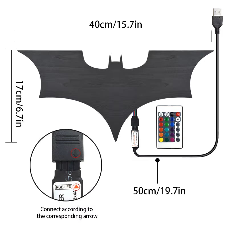 Enchanting 3D RGB Bat Wall Lamp - Remote-Controlled LED Decor for Bedroom, Living Room, and More!