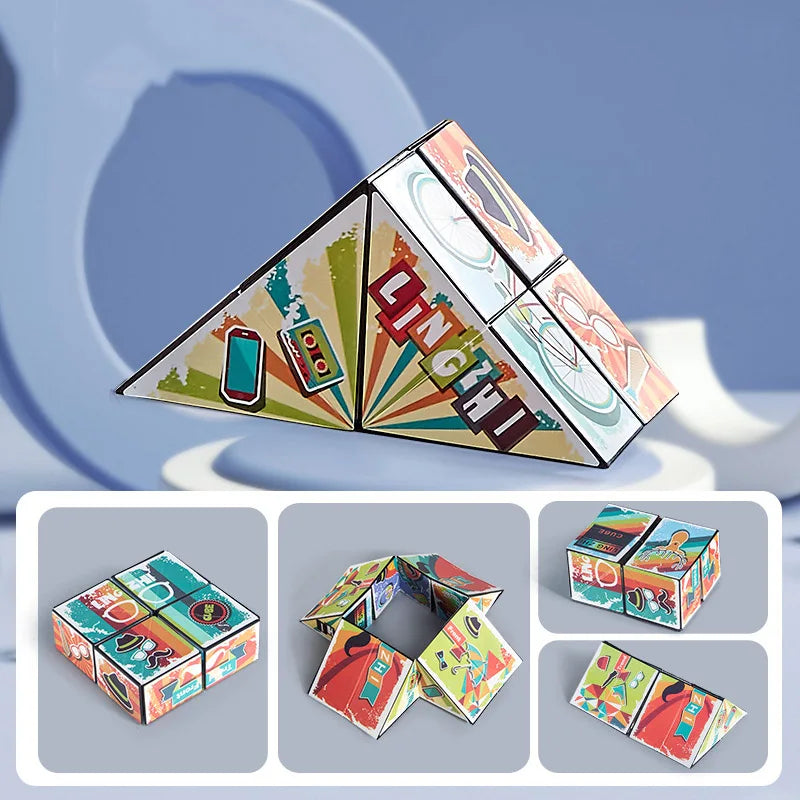 Transforming Magnetic Magic Cube - 3D Fidget Puzzle for Kids & Adults - Stress Relief & Fun!