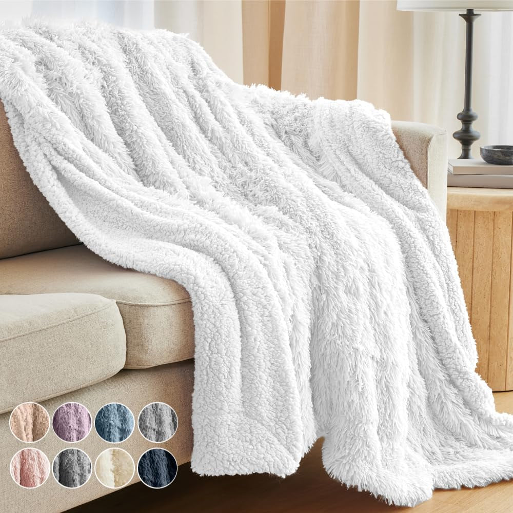 Cozy Dusty Rose Faux Fur & Sherpa Throw Blanket - Soft, Fluffy Decor for Couch & Bed, Perfect Gift for Women, 65x50 Inches