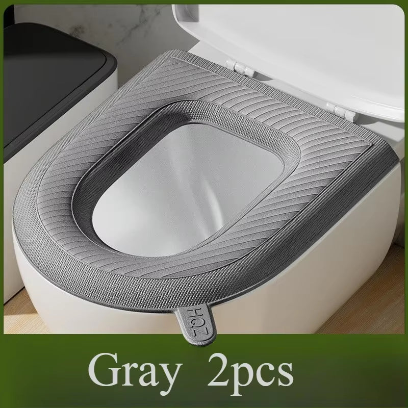 2-Pack High Foam Waterproof Washable Toilet Seat Covers - Cozy Winter Design