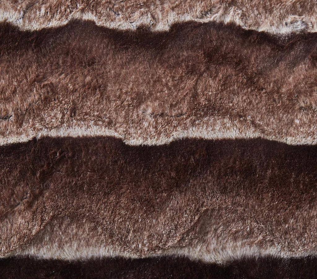 Luxuriously Soft Tache Chocolate Brown Striped Faux Fur Throw Blanket - 50x60 - Perfect for Cozy Warmth