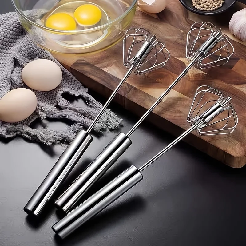 Stainless Steel Semi-Automatic Egg Beater – Durable Kitchen Mixer for Eggs, Cream, and More