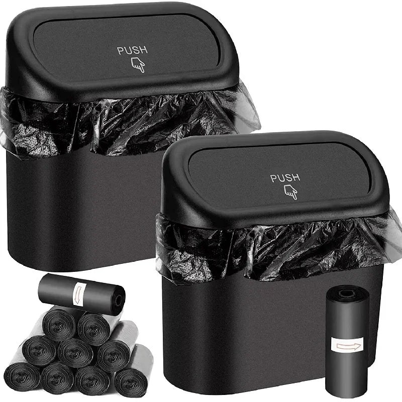 Compact 3-Pack Car Trash Can with Lid - Includes 60 Leak-Proof Garbage Bags for Ultimate Cleanliness on the Go