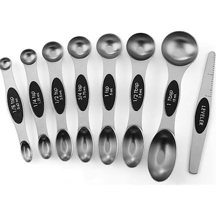 Premium Stainless Steel Magnetic Measuring Spoons Set - Heavy Duty Kitchen Gadgets for Baking & Cooking, Perfect Fit for Spice Jars
