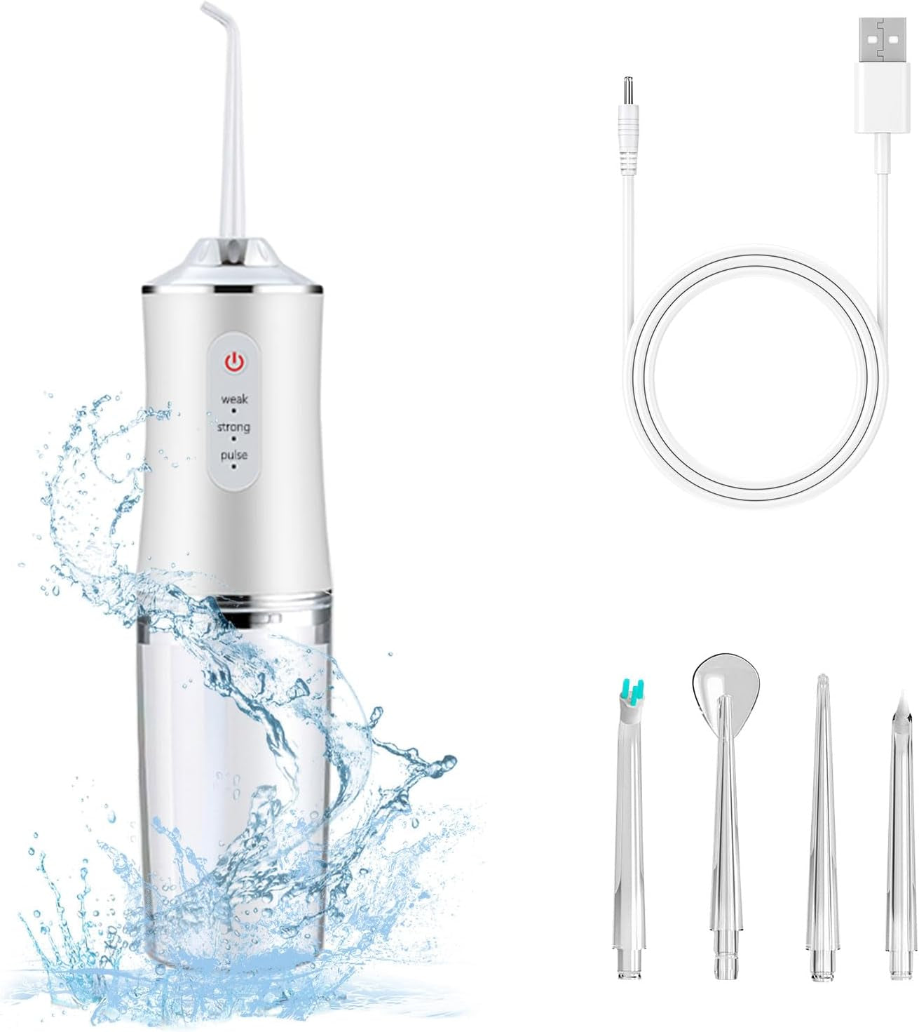 Compact Electric Portable Water Flosser - 4 Modes, 4 Jet Tips, Cordless Oral Irrigator for Kids & Adults - Perfect for Travel & Tonsil Stone Removal