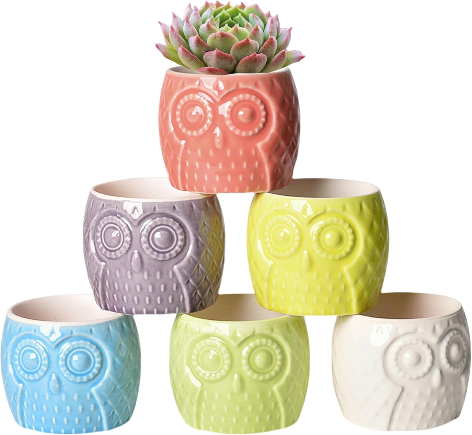 Adorable Owl-Shaped Ceramic Succulent Pots - Perfect for Cacti & Air Plants (White)