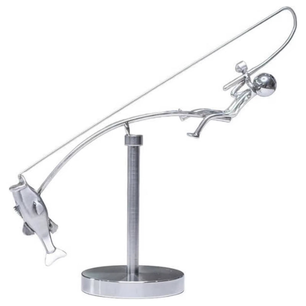 Fisherman Balancing Sculpture - Perfect Metal Fishing Statue for Angler Lovers and Home Decor