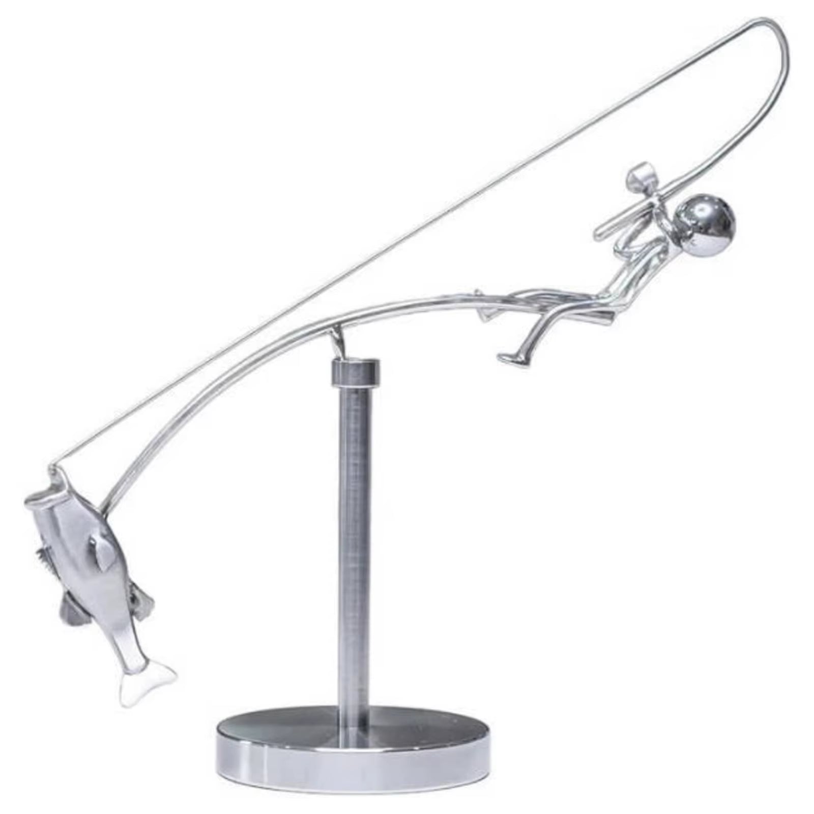 Fisherman Balancing Sculpture - Perfect Metal Fishing Statue for Angler Lovers and Home Decor