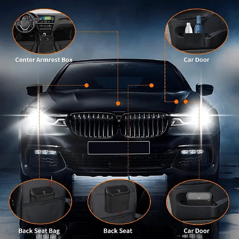 Compact 3-Pack Car Trash Can with Lid - Includes 60 Leak-Proof Garbage Bags for Ultimate Cleanliness on the Go