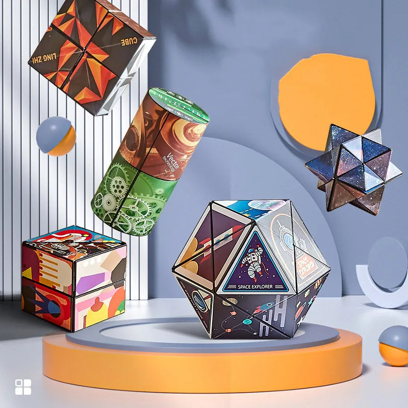Transforming Magnetic Magic Cube - 3D Fidget Puzzle for Kids & Adults - Stress Relief & Fun!