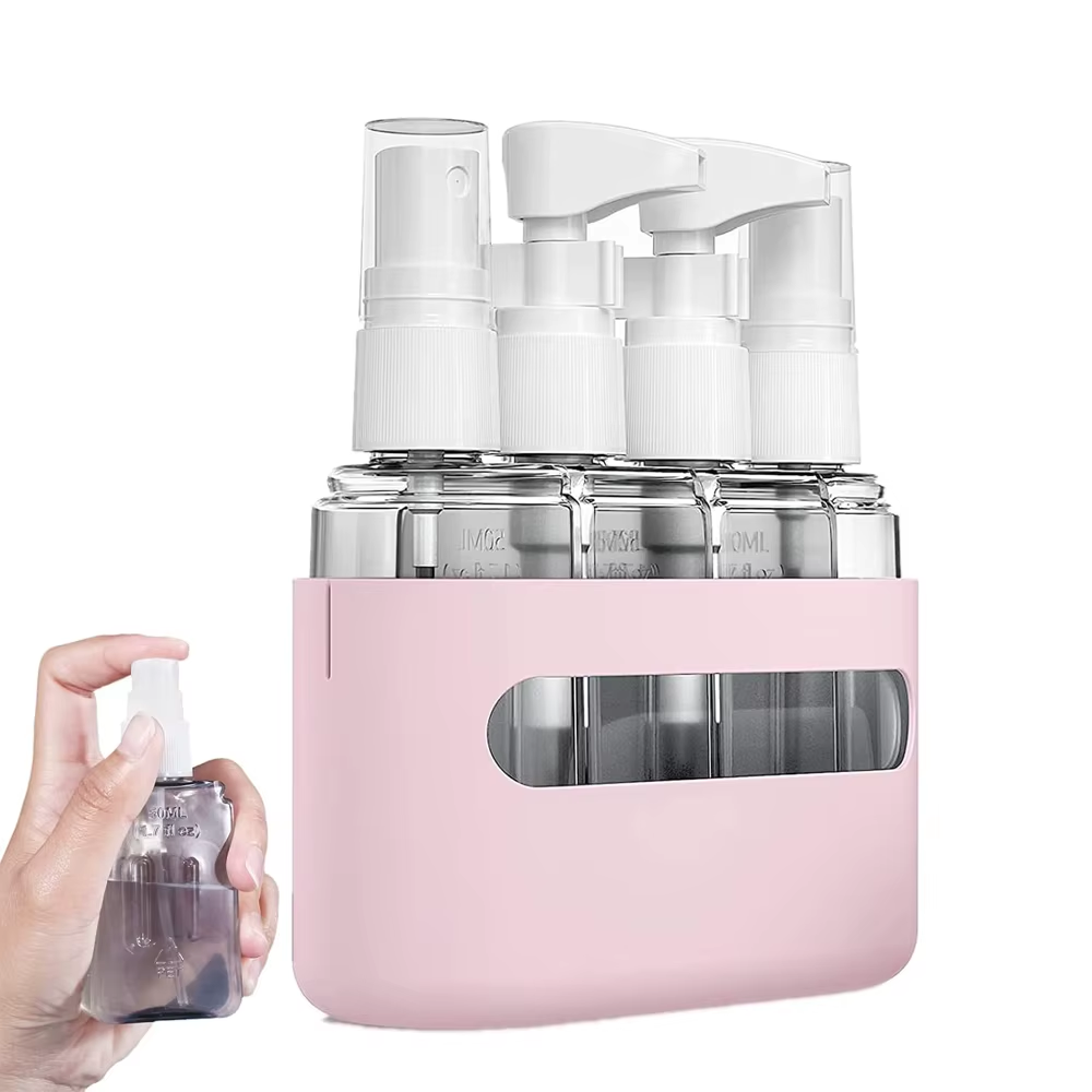 Travel-Ready Mini Shampoo Dispenser Set – Refillable Toiletry Bottles for Shampoo, Lotion & More