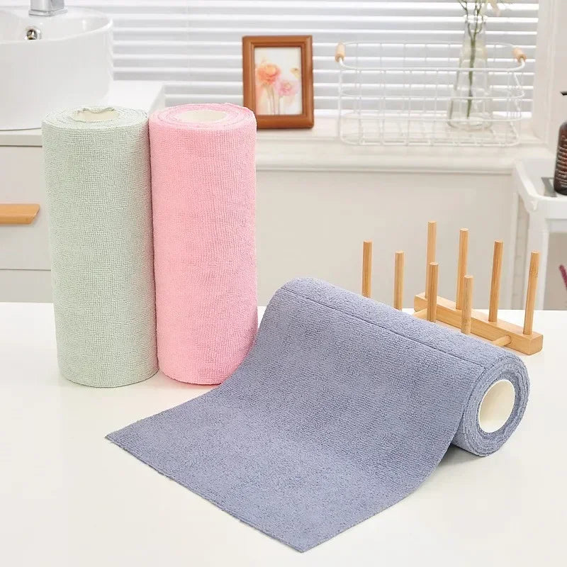 Eco-Friendly Reusable Microfiber Cleaning Wipes - 20 Sheet Roll for Kitchen and Household Use