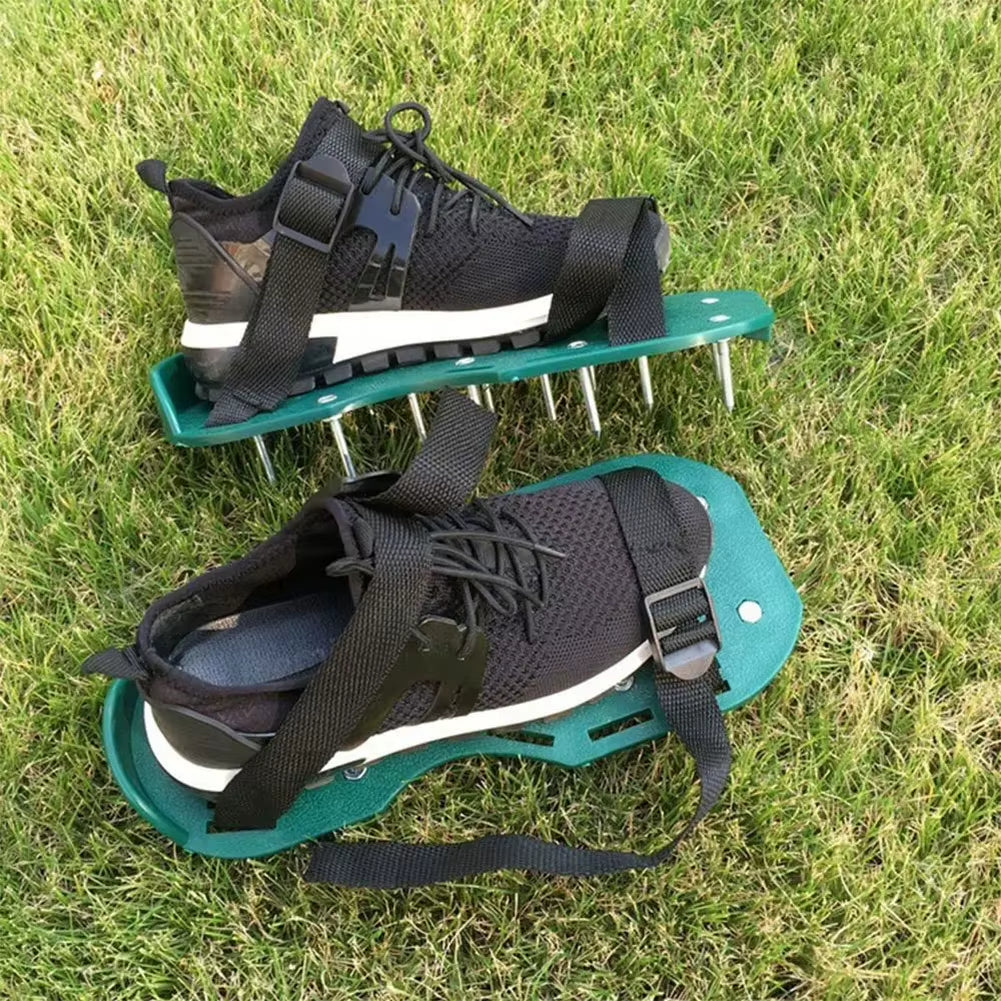 Transform Your Lawn with Adjustable Lawn Aerator Shoes - Anti-Slip Spiked Sandals for Effortless Soil Aeration!