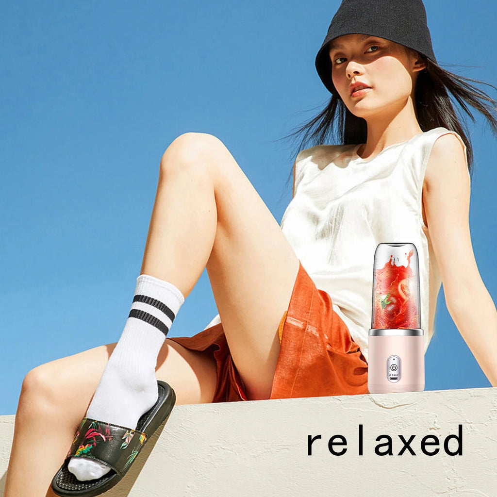 Portable Mini Blender for Smoothies and Shakes - USB Rechargeable, 6 Blades, Travel-Friendly, Pink